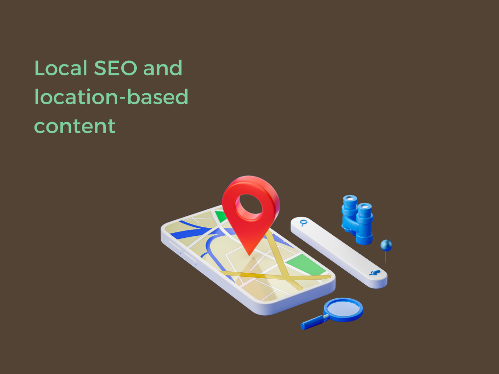 A picture of a red 3D local map marker and the title Local SEO and location-based content